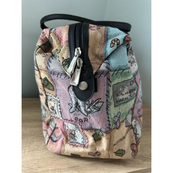 Vintage Disney Winnie the Pooh Tapestry Patchwork Duffle Bag Weekender Luggage - Picture 7 of 14